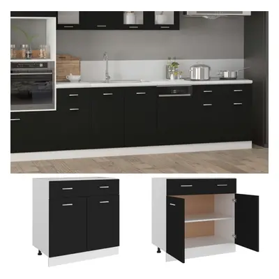 vidaXL Drawer Bottom Cabinet Storage Cabinet Sideboard Black Engineered Wood