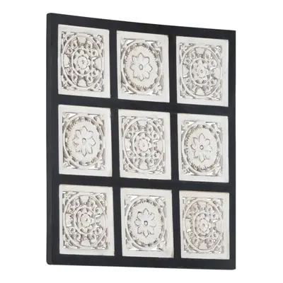 vidaXL Hand-Carved Wall Panel MDF 60x60x1.5 cm Black and White Decoration