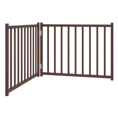 (brown oak, x x cm/ pcs) vidaXL Dog Gate with Door Foldable Dog Fence Barrier Pet Gate Solid Woo