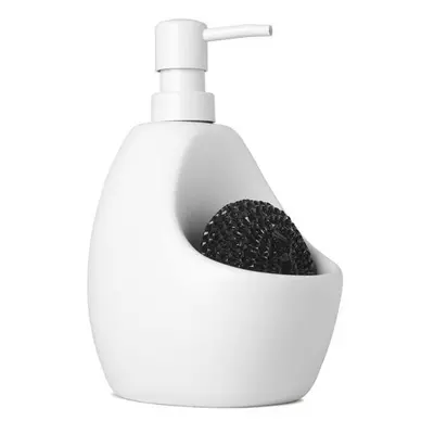 Umbra 20 oz Joey Soap Dispenser & Caddy Design Pump Bottle Scrubby Holder - Matte Ceramic & Whit