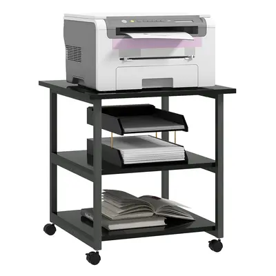 HOMCOM Mobile Printer Stand with Storage Printer Table for Home Office Black