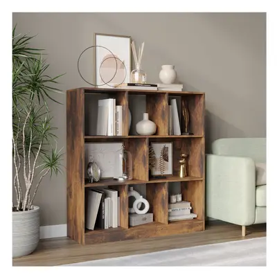 (Rustic Brown) Cube Asymmetrical Storage Cabinet Wooden Bookcase Shelve Square Organiser