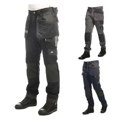 (Navy, 34W/Regular) Lee Cooper Workwear Multi Pockets Knee Pad Pocket Stretch Holster Cargo Trou