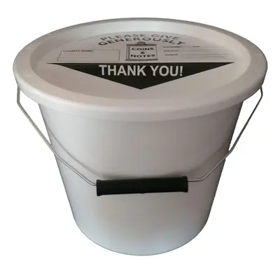 4 Charity Money Collection Buckets 5.7 Litres - White