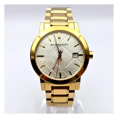 NEW BURBERRY THE CITY BU9003 YELLOW GOLD AND WHITE TONE LADIES WATCH