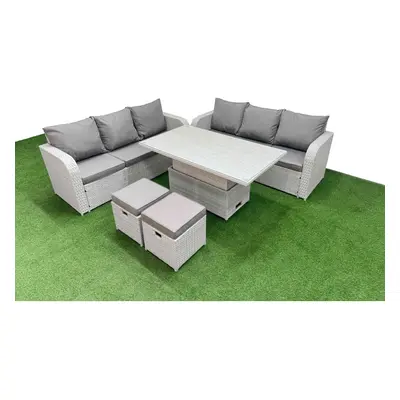 Fimous Outdoor Garden Furniture Sets Seater Wicker Rattan Furniture Sofa Sets with Stools Light 