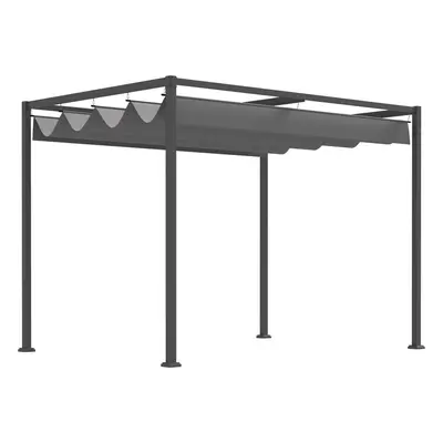 Outsunny x 2m Metal Pergola Gazebo Patio Sun Shelter Retractable Canopy Grey