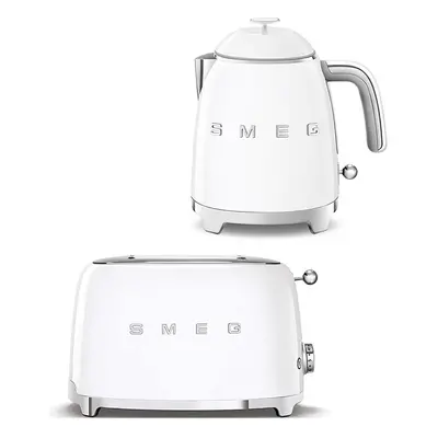 (white) Smeg Mini Kettle and Two-Slice Toaster Bundle