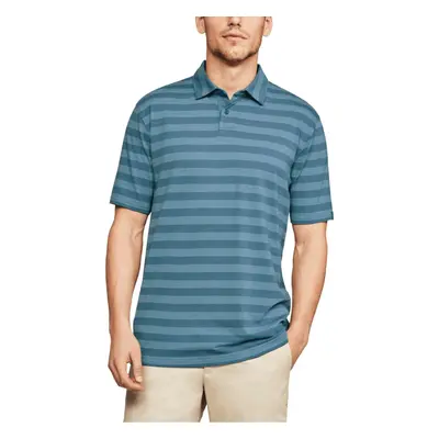 (S, Static Blue) Under Armour Mens CC Scramble Stripe Charged Cotton Polo Shirt