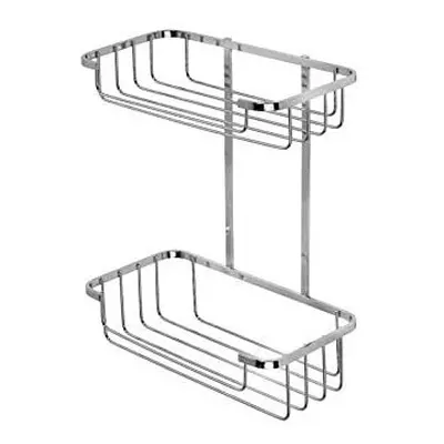 Croydex QM390541 Stainless Steel Two Tier Cosmetic Basket Shower Caddy, Year Rust Free Guarantee