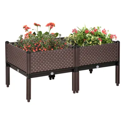 Outsunny Set of Raised Garden Bed Elevated Planter Box for Flower, Vegetables