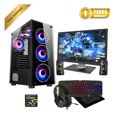 (Full setup ) Fast Gaming PC Bundle Core i5 16GB RAM 1TB & 256GB SSD 4GB GT730 22"