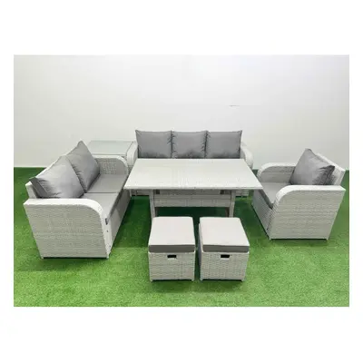 Fimous Patio PE Wicker Seater Outdoor Rattan Furniture Sofa Sets with Reclining Chair Loveseat S