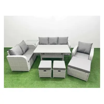 Fimous Patio PE Wicker Seater Outdoor Rattan Furniture Sofa Sets with Reclining Chair Loveseat S