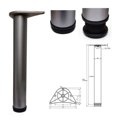 4 x 1100mm Adjustable Aluminium Breakfast Bar Worktop Support Table Leg 80mm