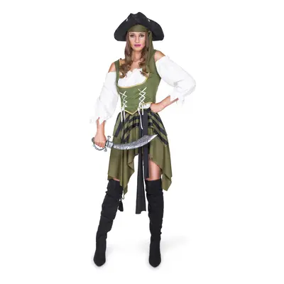 (S) Women's green buccaneer pirate costume