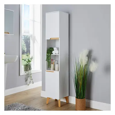 (Floor White - Door Tall) Bathroom Floor / Wall Mounted Cabinet Vanity Unit