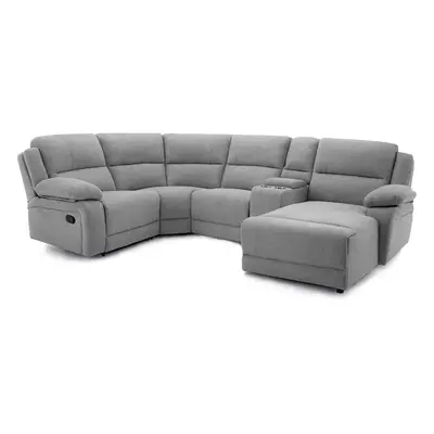 (Light Grey, Seater) DUBLIN AND SEATER FABRIC CORNER RECLINER SOFA