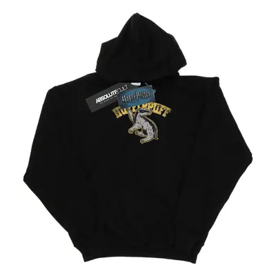 (9-11 Years, Black) Harry Potter Girls Hufflepuff Sport Emblem Hoodie