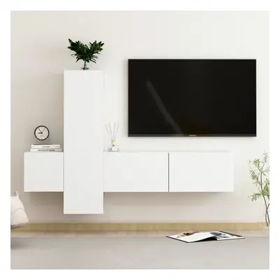 vidaXL TV Cabinet Set Piece White Engineered Wood Furniture TV Stand Cabinet