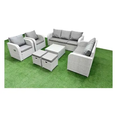 Fimous PE Rattan Garden Furniture Set Adjustable Chair Sofa Double Love Seat Seater Sofa Lounge 