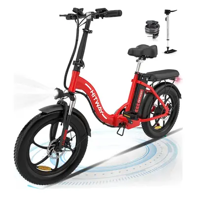 (Black-Red) HITWAY BK6S Folding Electric Bike 20"