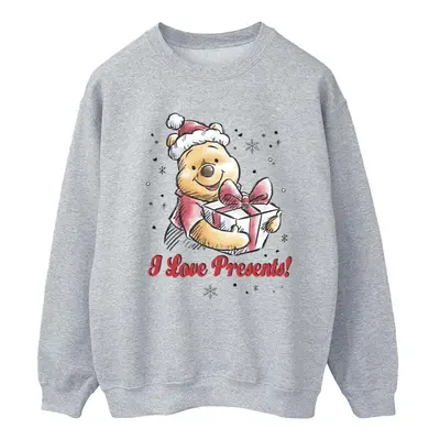 (L, Sports Grey) Disney Womens/Ladies Winnie The Pooh Love Presents Sweatshirt