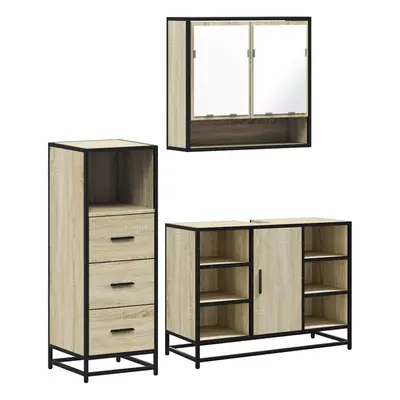 (sonoma oak) vidaXL Piece Bathroom Furniture Set Brown Oak Engineered Wood