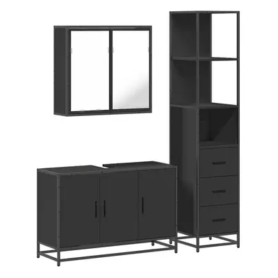 (black) vidaXL Piece Bathroom Furniture Set Black Engineered Wood bathroom cabinet