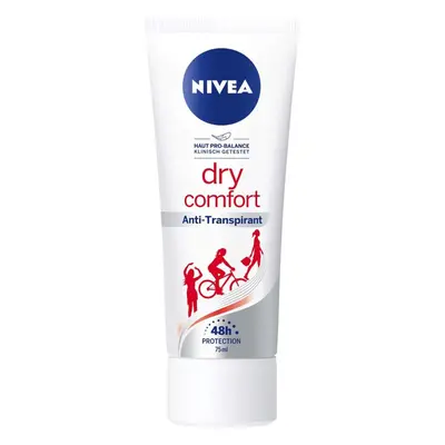 Nivea Dry Comfort Deodorant Cream for Women Antiperspirant Protection, Tube, 75Â ml