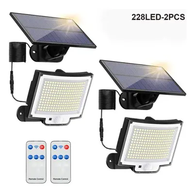 (228LED-2PCS) New Solar Wall Lamp 448led Solar Outdoor Spotlight Ip65 Waterproof Motion Sensor S