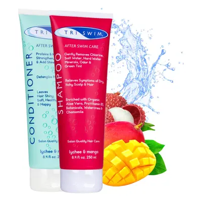 TRISWIM Chlorine Removal Hair Care Bundle | After Swim Shampoo and Conditioner Set | Anti-Chlori