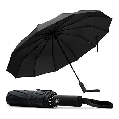 TANNESS Windproof Compact Umbrella with Rib - Automatic Folding Strong Portable Travel Small Umb