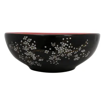 (black and red) vidaXL Countertop Basin Bathroom Sink Wash Basin Vessel Sink Round Ceramic