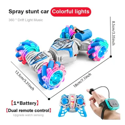 (as the picture, SL BU dual control) 1/20 4wd Rc Stunt Car Watch Gestures Induction Rotating Dri