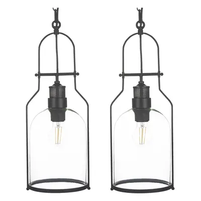 Set of Pendant Lamps BASHILO Metal Black