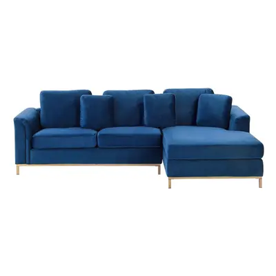 Left Hand Velvet Corner Sofa Navy Blue OSLO