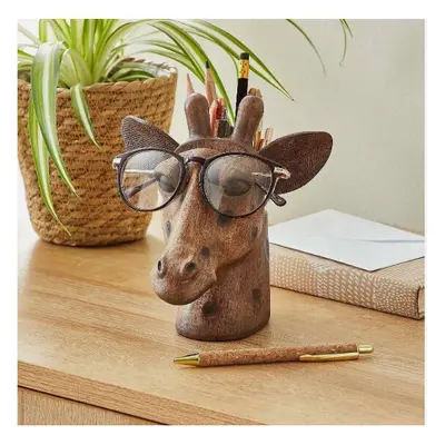 Giraffe Head Pot & Reading Glasses Holder Pencil Storage Ornament