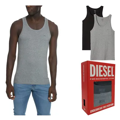 (Black and Grey, XL) DIESEL UMTK E4084 Mens Tank Tops Slim Fit 2x