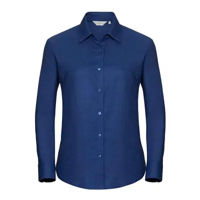 (XS, Bright Royal Blue) Russell Womens/Ladies Oxford Easy-Care Long-Sleeved Shirt