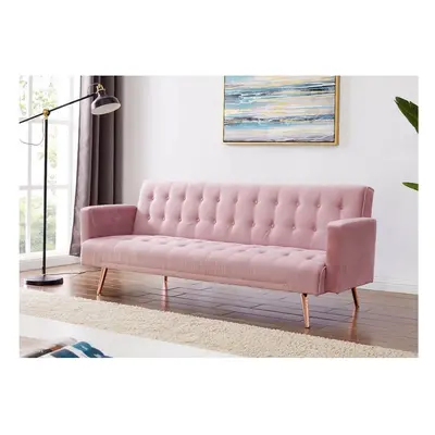 (Pink) Plush Velvet Sofa Bed In Various Colours