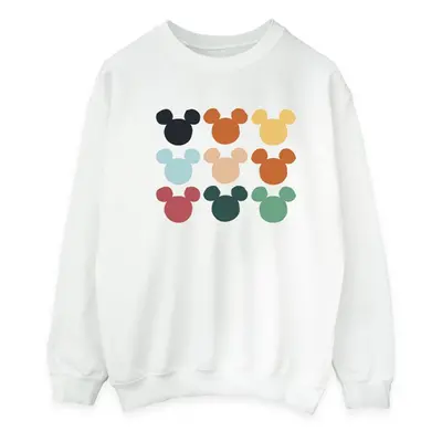 (S, White) Disney Mens Mickey Mouse Heads Square Sweatshirt