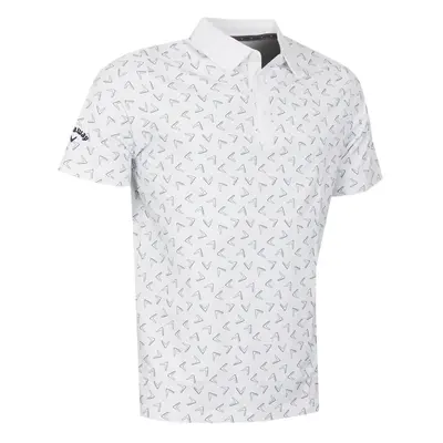 (XXL, Bright White) Callaway Golf Mens Painted Chev Print Easy Care Stretch Polo Shirt