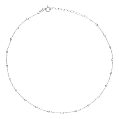 Jewelco London Ladies Sterling Silver 2.5mm Bead Choker Collarette Necklace 1.2mm 12-14" - GVCL0