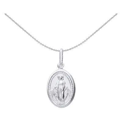 Jewelco London Unisex Sterling Silver Miraculous Mary Medallion Necklace inch - GVP540