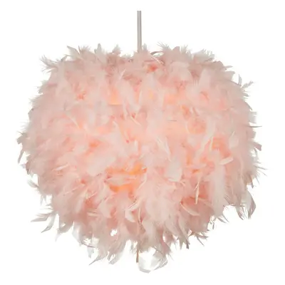 Litecraft Glow Light Shade 40cm Easy Fit Feather Ball Lampshade - Pink