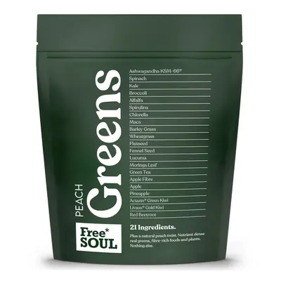 Peach Greens by Free Soul: Daily Greens Superfood Powder - FS Natural Peach Flavour (30 Servings