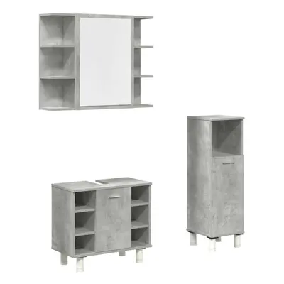 vidaXL Piece Bathroom Furniture Set Concrete Grey Engineered Wood