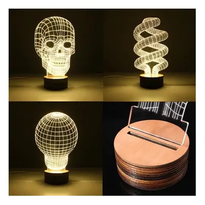 (Spiral) 3D Visual LED Table Lamp Energy Saving Wooden Night Lamp For Holiday