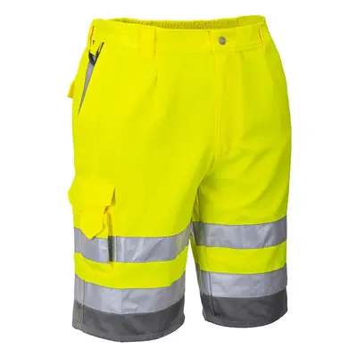 (XXL R, Yellow/Grey) Portwest Mens Contrast Hi-Vis Shorts